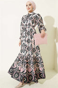 Geometric Patterned Satin Dress Mint