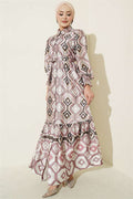 Geometric Patterned Satin Dress Powder Pink
