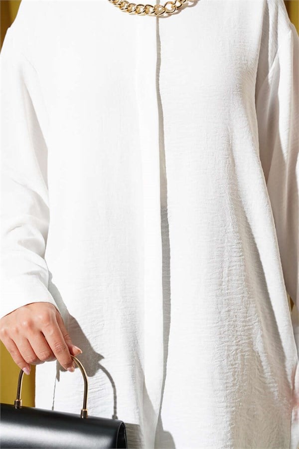 Aerobin Shirt with Concealed Buttons, White
