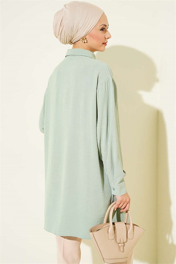 Aerobin Shirt with Concealed Buttons, Light Green