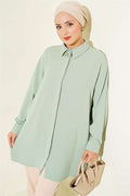 Aerobin Shirt with Concealed Buttons, Light Green