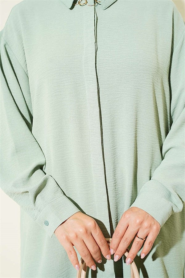 Aerobin Shirt with Concealed Buttons, Light Green