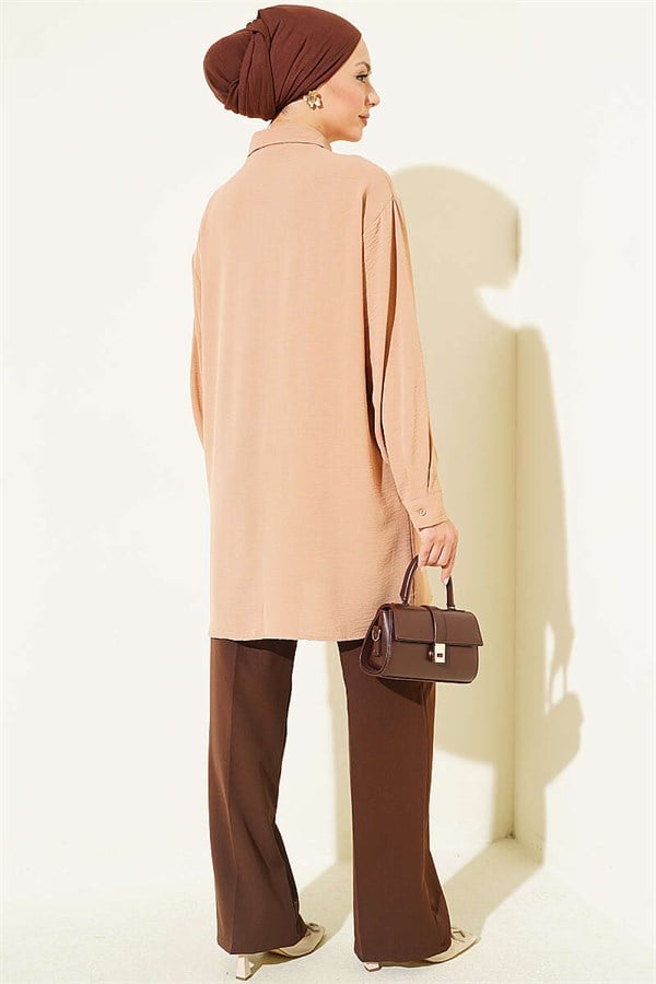 Hidden Button Aerobin Shirt Latte