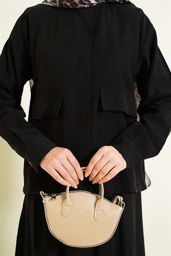 Tencel 2 Piece Set with Hidden Button Skirt, Black
