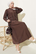 Tencel 2 Piece Set with Hidden Button Skirt, Coffee
