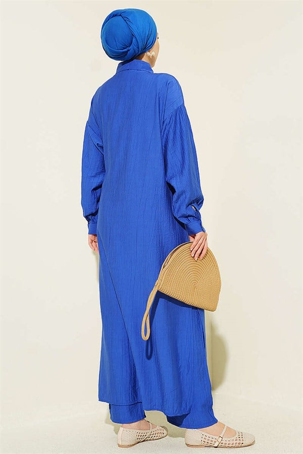 Long Tunic Set with Hidden Button and Drawstring Detail (Saksi)