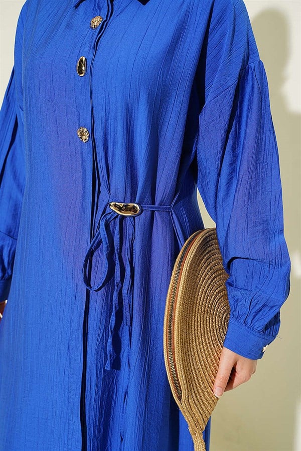 Long Tunic Set with Hidden Button and Drawstring Detail (Saksi)