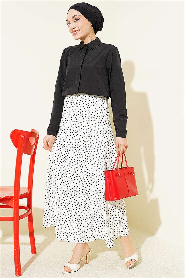 Hidden Button Crop Shirt Black