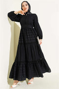 Black Belted Dress with Hidden Buttons
