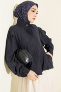 Navy Modal Bomber Jacket with Concealed Buttons
