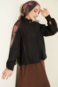 Modal Bomber Jacket with Concealed Buttons, Black