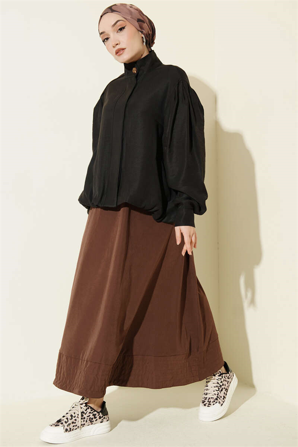 Modal Bomber Jacket with Concealed Buttons, Black
