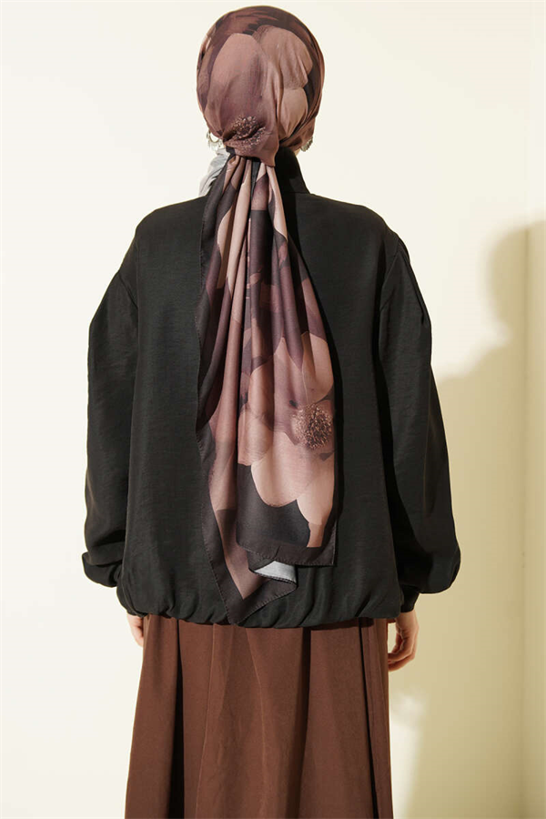 Modal Bomber Jacket with Concealed Buttons, Black