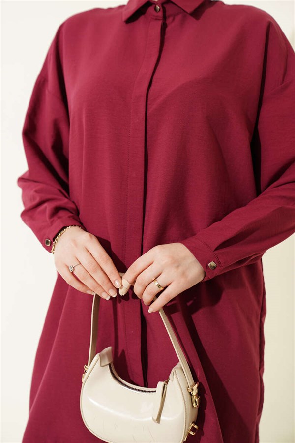 Hidden Button Modal Shirt, Burgundy