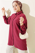 Hidden Button Modal Shirt, Burgundy