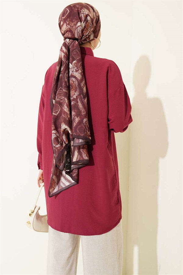 Hidden Button Modal Shirt, Burgundy
