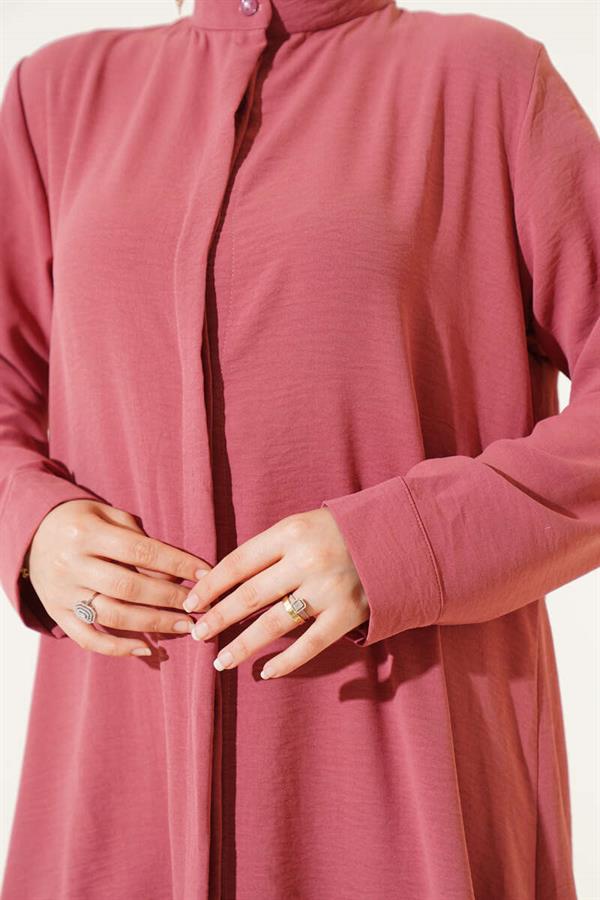 Hidden Buttoned Casual 2 Piecet Set Dusty Rose