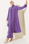 Hidden Buttoned Casual 2 Piecet Set Lilac