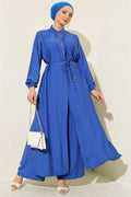2 Piece Set with Hidden Buttons and Long Tunic, Indigo