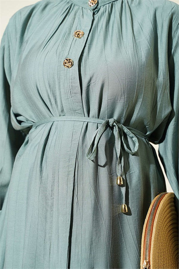 2 Piece Set with Long Tunic and Hidden Buttons, Mint