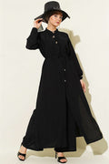 2 Piece Set with Long Tunic and Hidden Buttons, Black