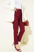 Burgundy Slim-Fit Trousers with Concealed Zipper