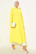 Hidden Placket Long Shirt Yellow
