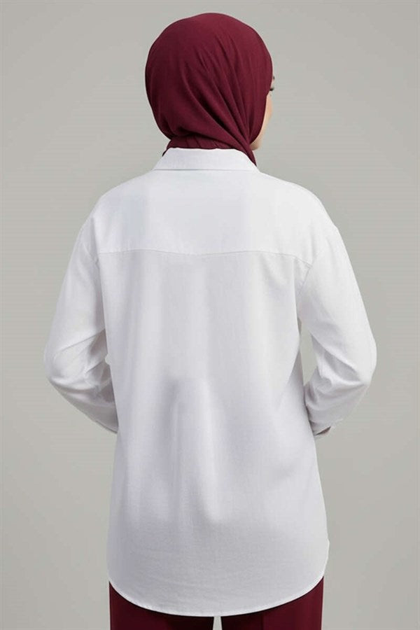 Hidden Button Modal Fabric Shirt, Ecru