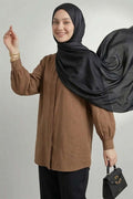 Concealed Button Modal Fabric Shirt Latte