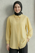 Hidden Button Modal Fabric Shirt, Yellow