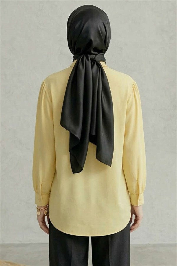 Hidden Button Modal Fabric Shirt, Yellow