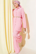 Embossed Patterned 2 Piece Set Pink