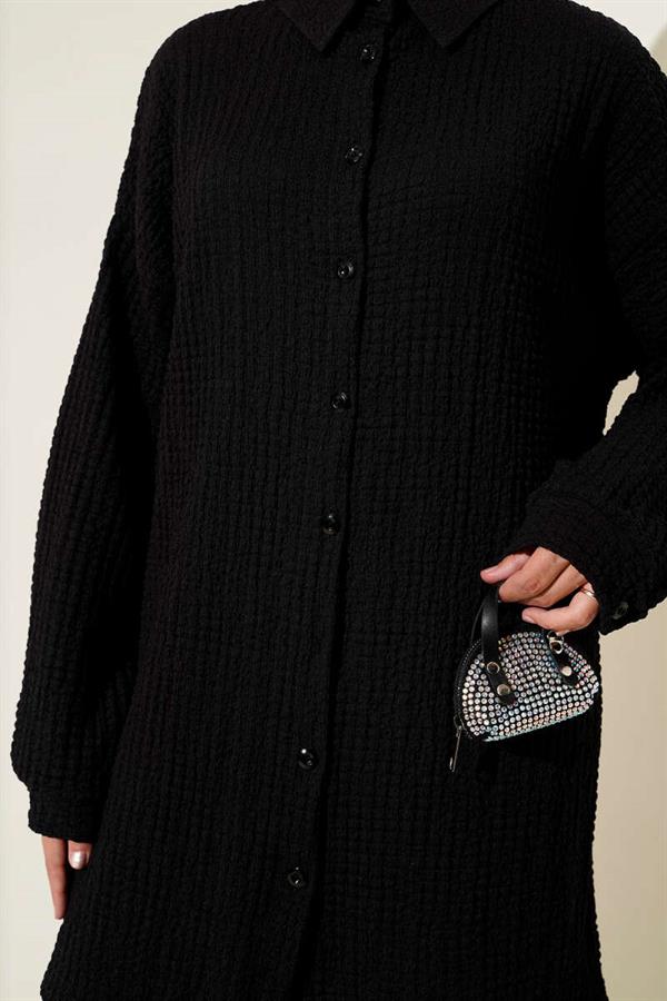 Embossed Patterned 2 Piece Set Black