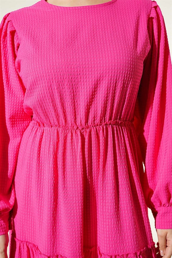 Fuchsia Layered Waffle Dress
