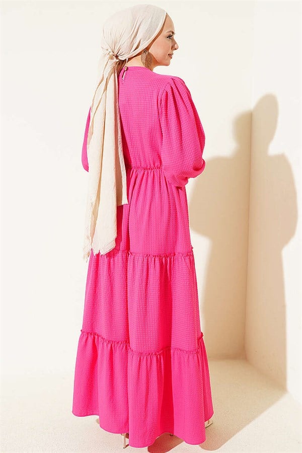 Fuchsia Layered Waffle Dress