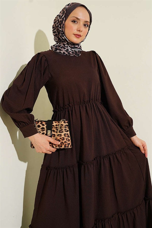 Waffle Layered Dress Coffee