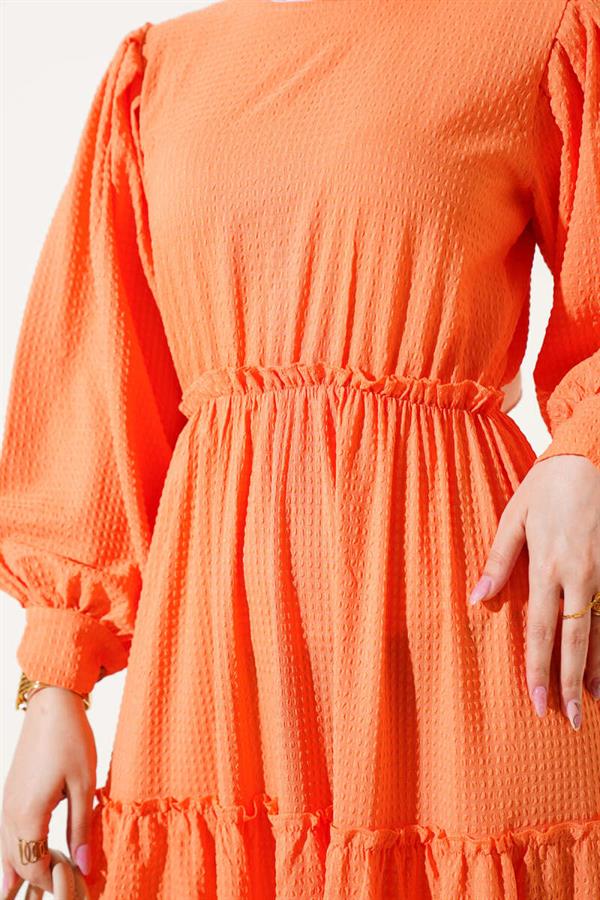 Seersucker Layered Dress Orange