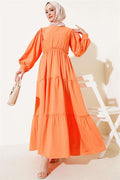 Seersucker Layered Dress Orange