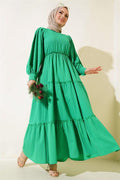 Seersucker Layered Dress Green
