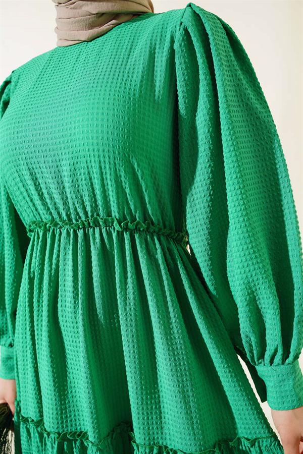 Seersucker Layered Dress Green