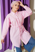 Chest Gathered Waist Tunnel Shirt Candy Pink