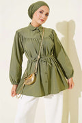 Chest Gathered Shirt Khaki