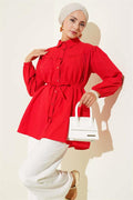 Red Shirt with Gathered Bust