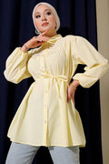 Chest Pleated Shirt Yellow