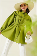 Shirt with Chest Drawstring Belt Green
