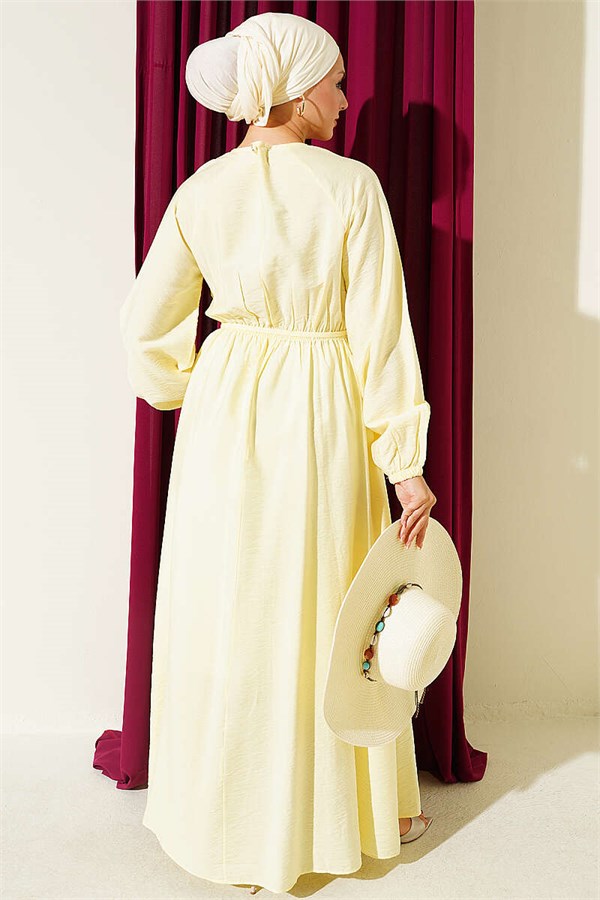 Yellow Dress with Ruffle Detail and Strappy Belt