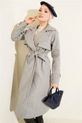 Chest Piece Detailed Cashmere Coat Gray