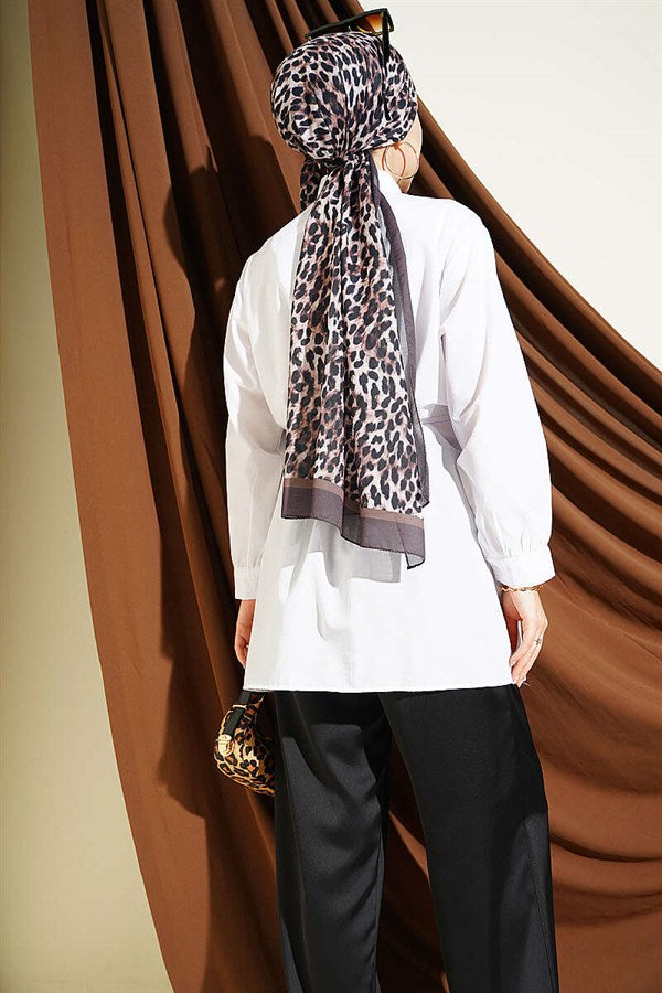 White Shirt with Bust Panel and Drawstring Belt