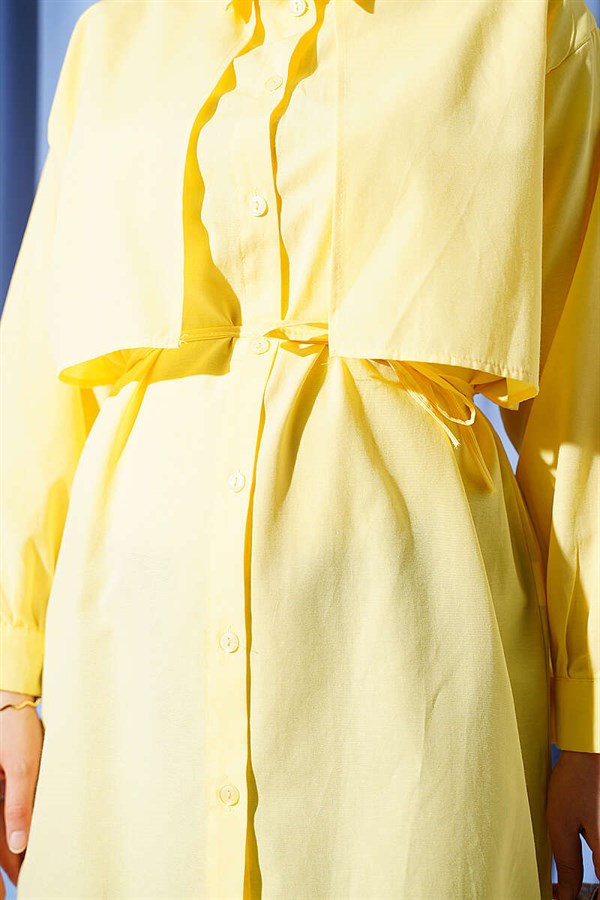 Shirt with Bust Panel and Drawstring Belt, Yellow