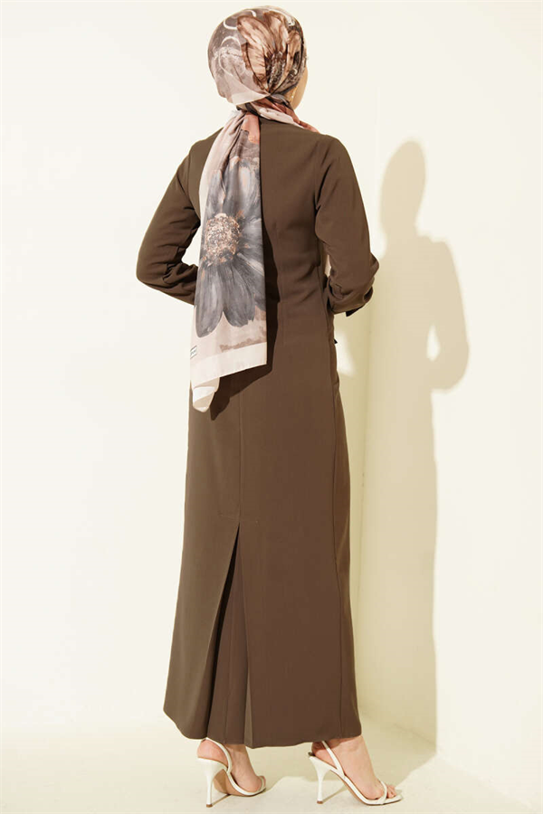 Mink Evening Dress with Gold Accessories